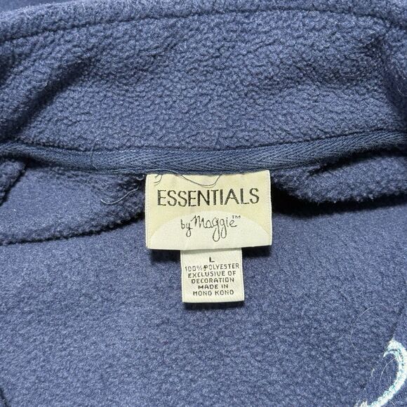 Vtg Holiday Fleece Jacket Women L Blue Snowman Christmas Festive Grandmacore 90s - Picture 11 of 12